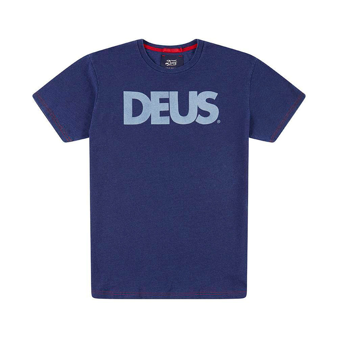 DEUS EX MACHINA All Caps Indigo Tee - Legend Bikes